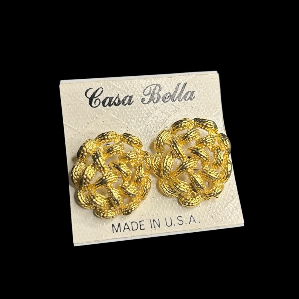 Golden Knot Pierced Earrings by Casa Bella
